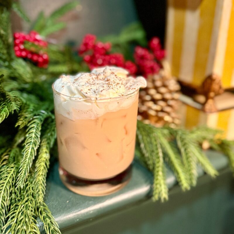 Persimmon Iced Matcha Latte - Vanilla Vodka, House-made Persimmon Milk, Matcha, Frangelico Whipped Cream